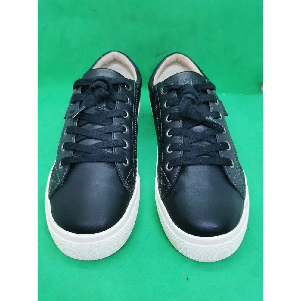 Taos Plim Soul Lux Black Leather Sneakers Womens Size 8.5 Low Top Lace Up Shoes